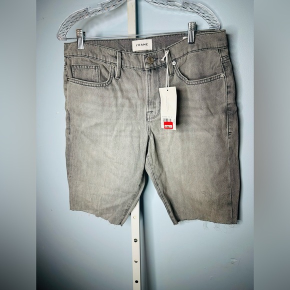 Frame NWT L’Homme distresssed men black denim short size 33 - Picture 2 of 4